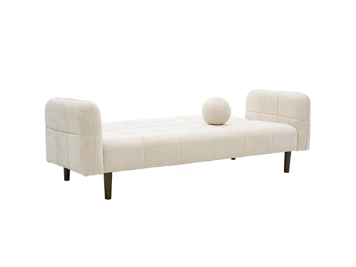 Canapé convertible 3 places en tissu chenille beige - Pavia