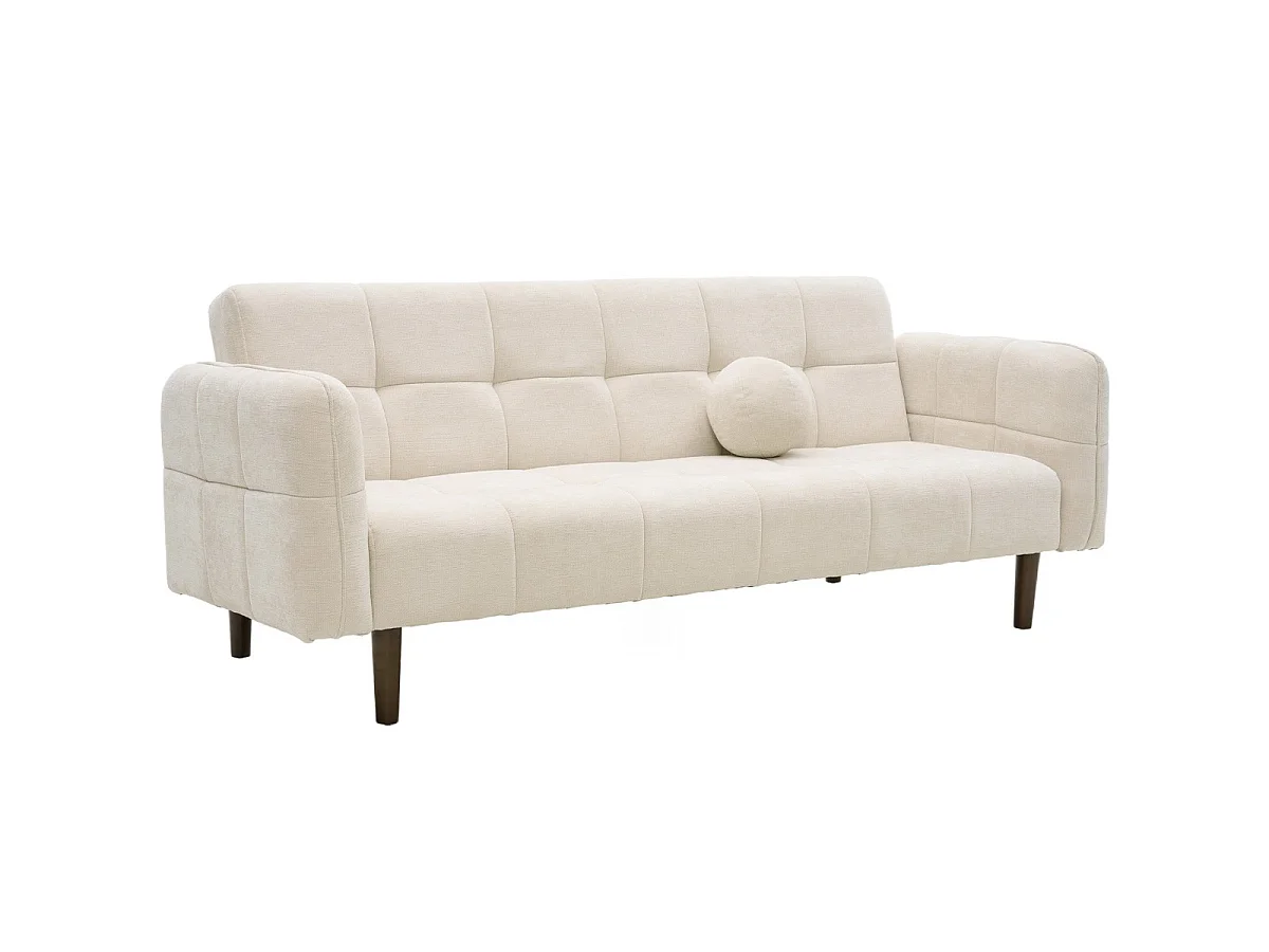 Canapé convertible 3 places en tissu chenille beige - Pavia