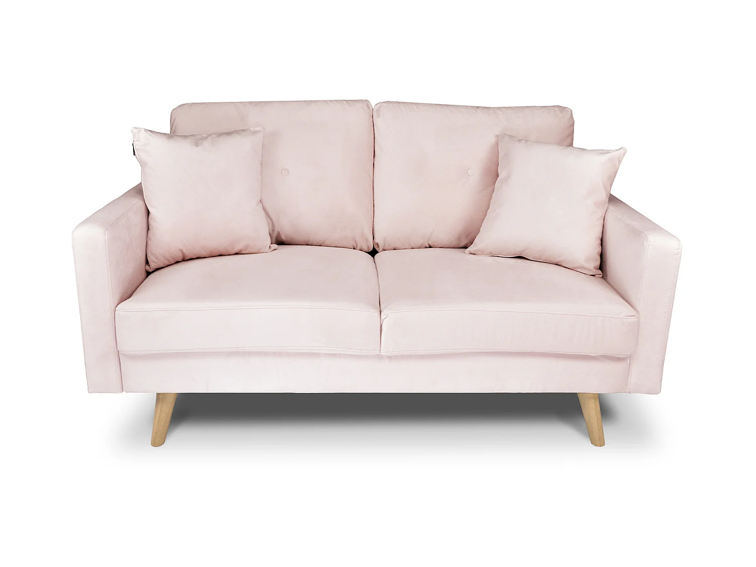 Divano 2 posti in velluto rosa piedi in legno – Chloe