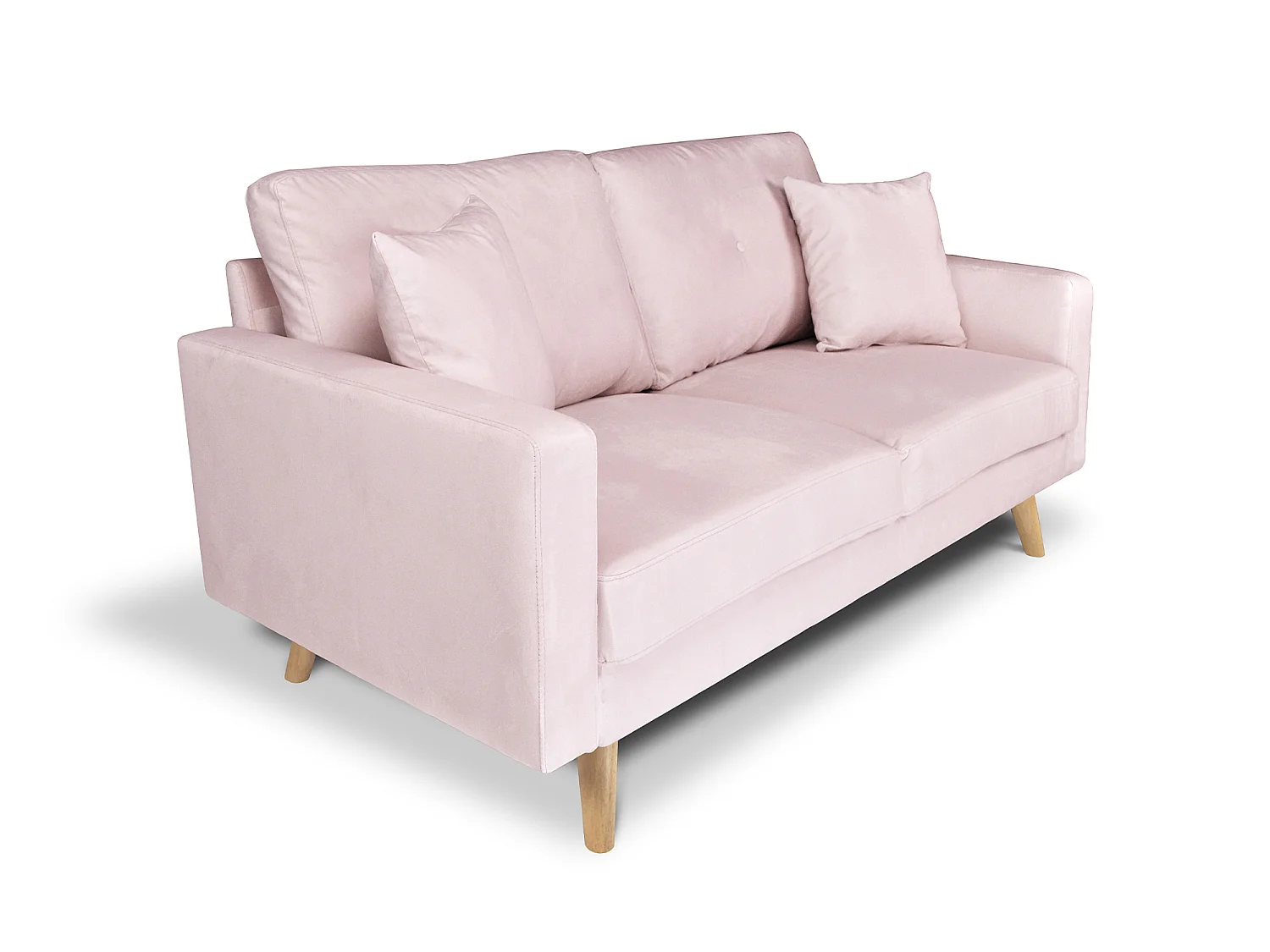 Divano 2 posti in velluto rosa piedi in legno – Chloe