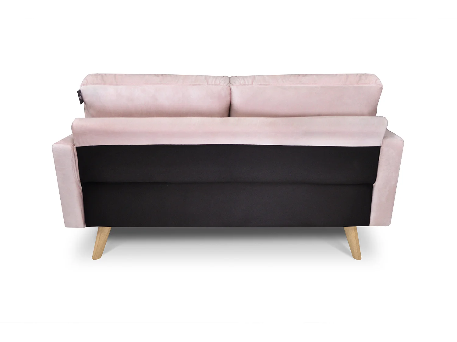 Divano 2 posti in velluto rosa piedi in legno – Chloe