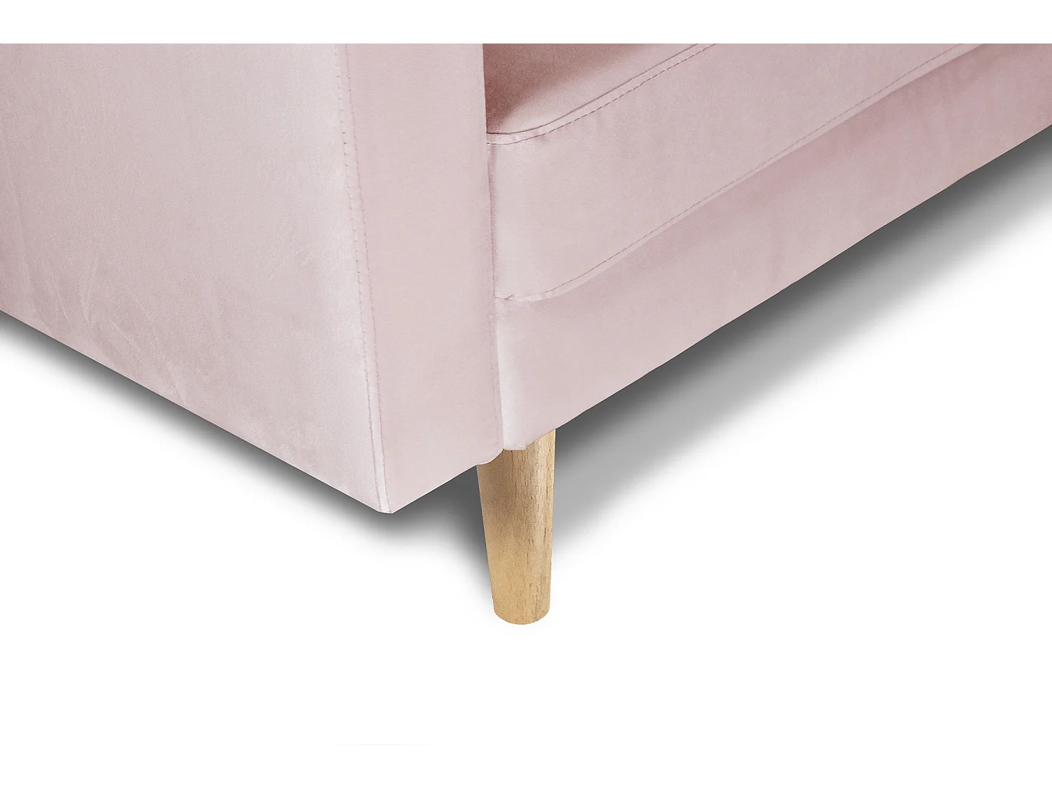Divano 2 posti in velluto rosa piedi in legno – Chloe