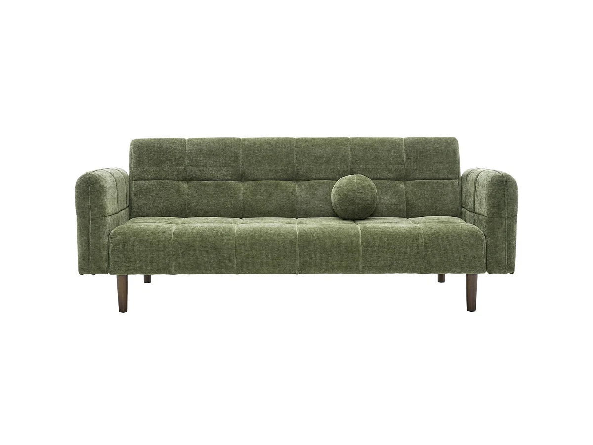 Canapé convertible 3 places en tissu chenille vert olive - Pavia