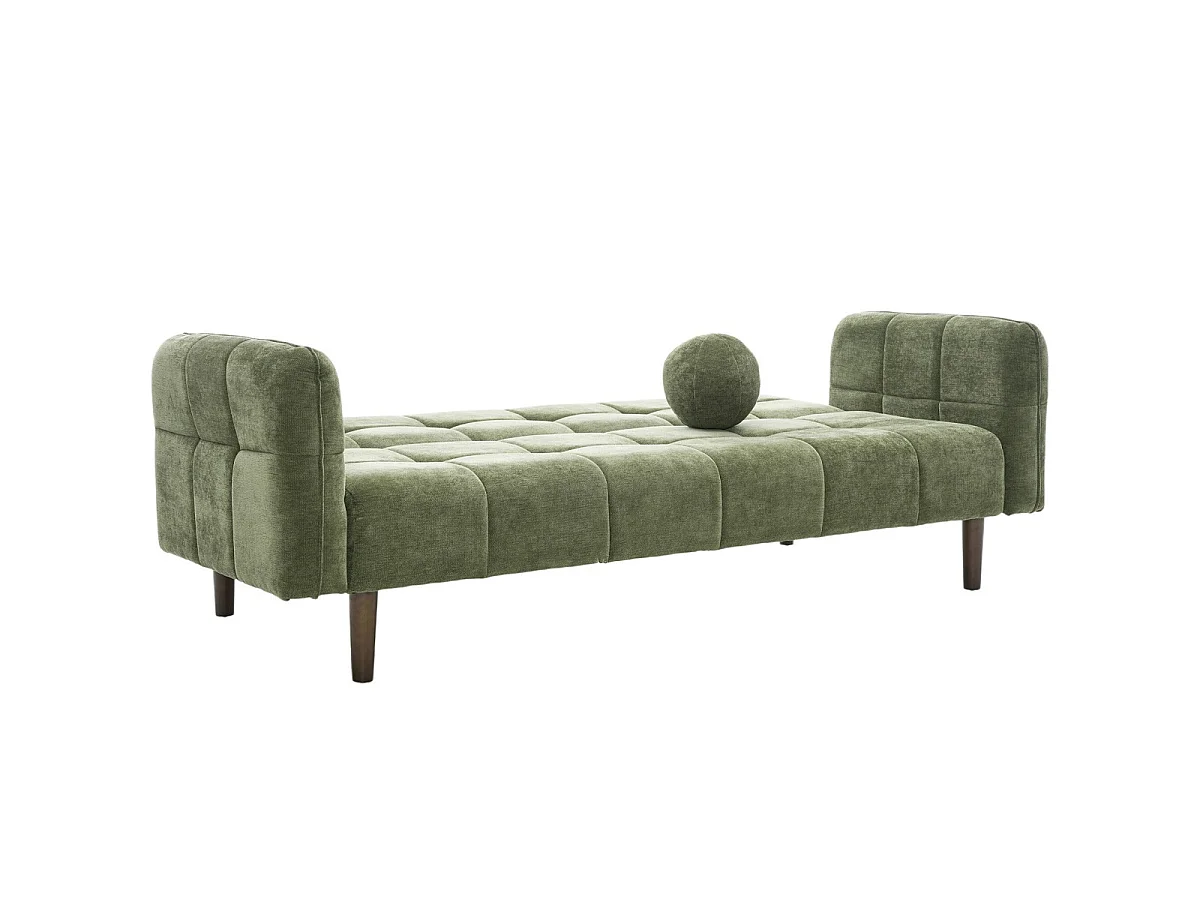 Canapé convertible 3 places en tissu chenille vert olive - Pavia