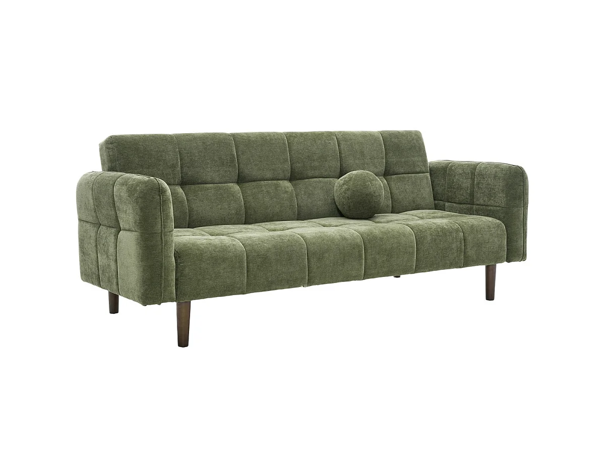 Canapé convertible 3 places en tissu chenille vert olive - Pavia