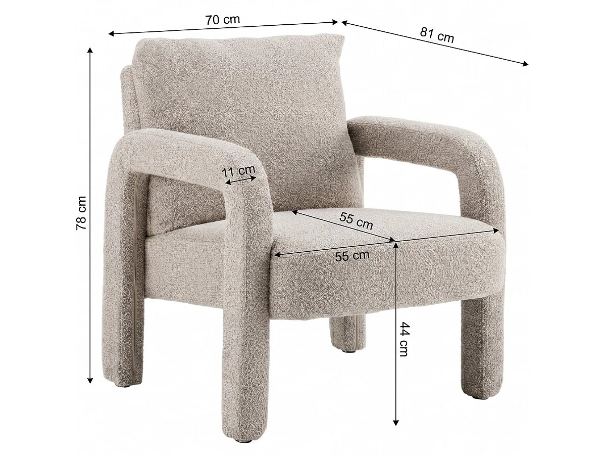 fauteuil en tissu bouclé taupe - Niko
