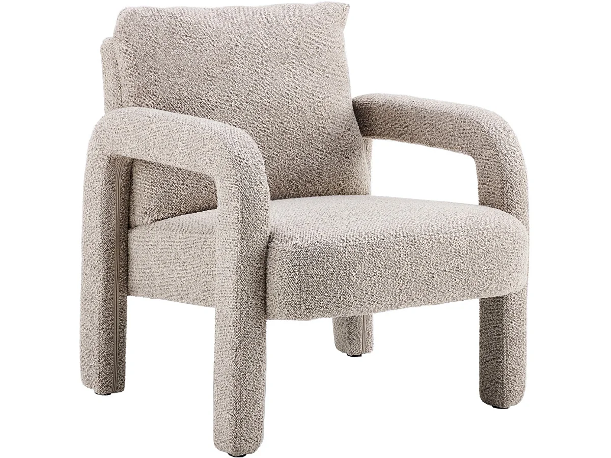 fauteuil en tissu bouclé taupe - Niko