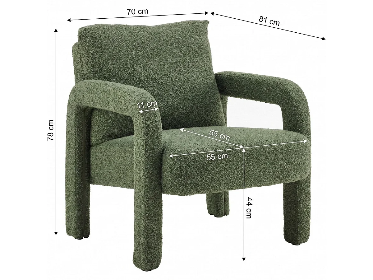 fauteuil en tissu bouclé vert kaki - Niko