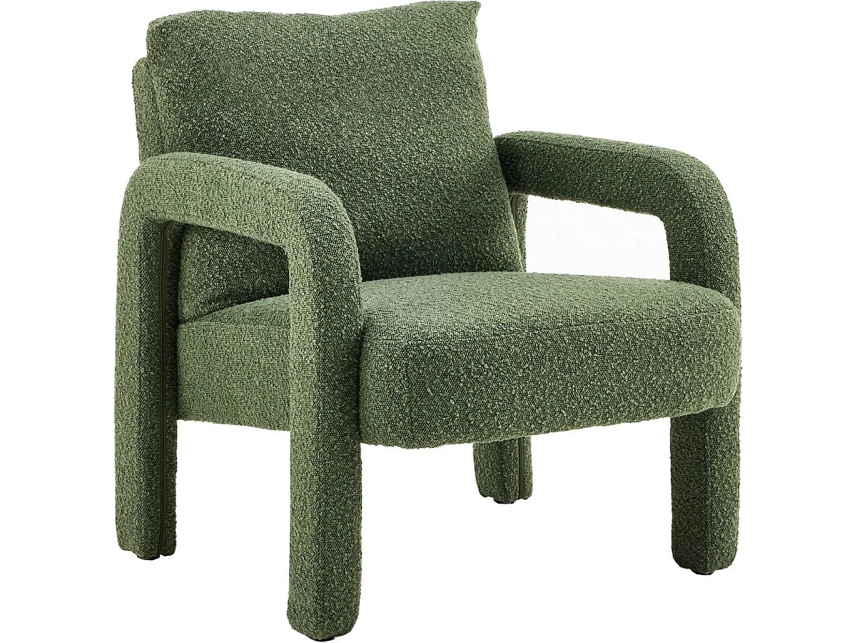 fauteuil en tissu bouclé vert kaki - Niko