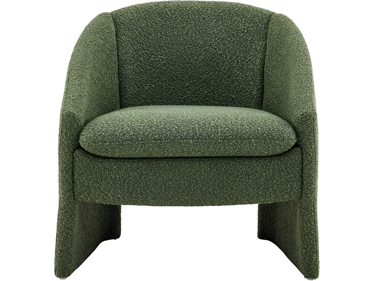 fauteuil arrondi en tissu bouclé vert kaki - Ami