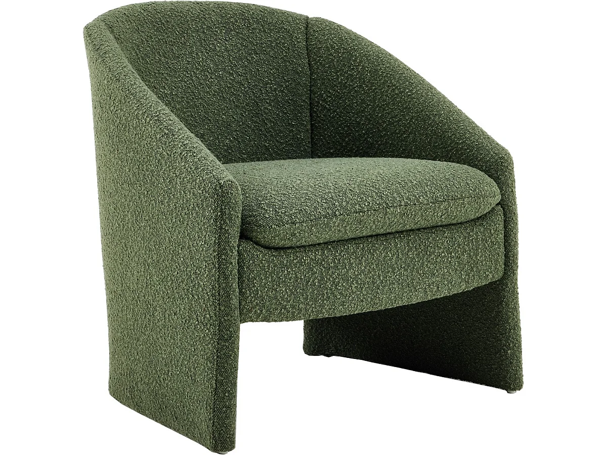 fauteuil arrondi en tissu bouclé vert kaki - Ami