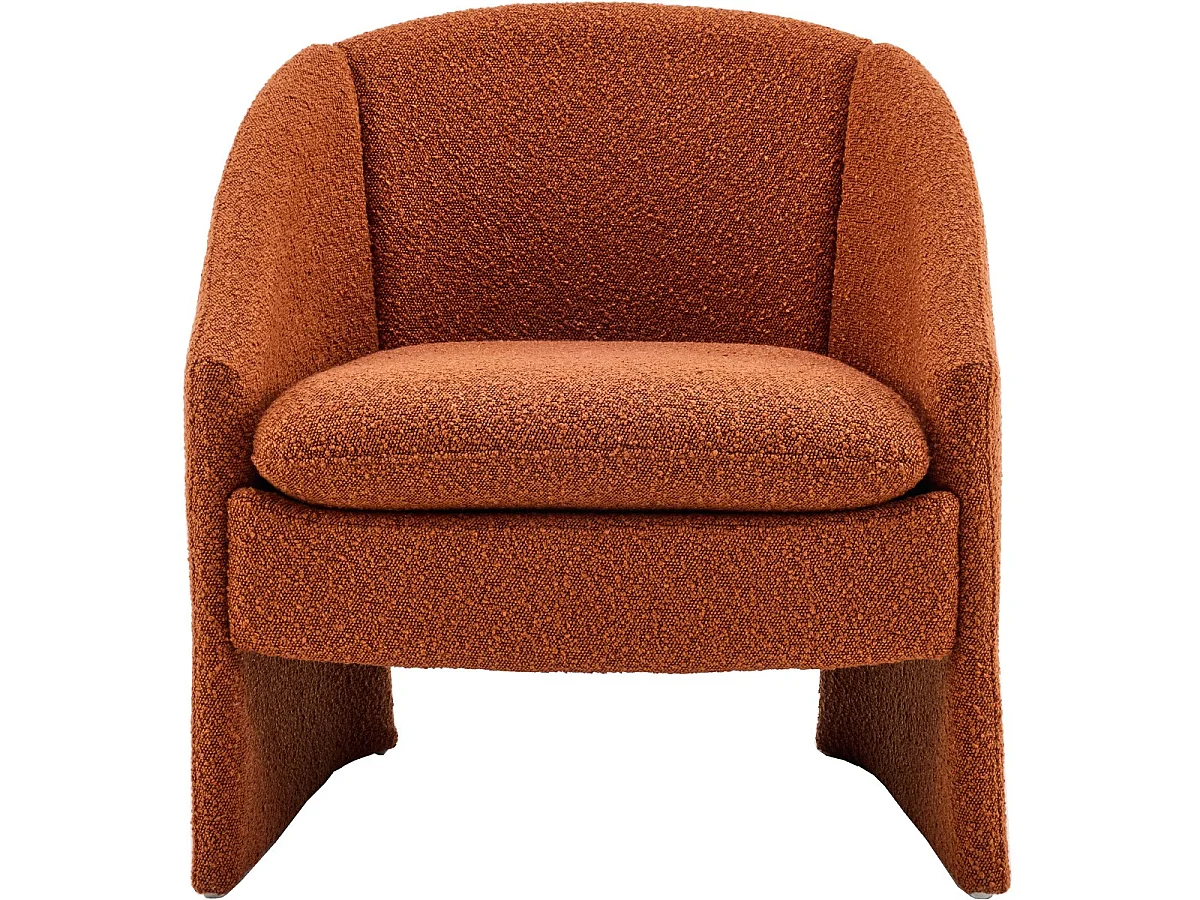 fauteuil arrondi en tissu bouclé rouille - Ami