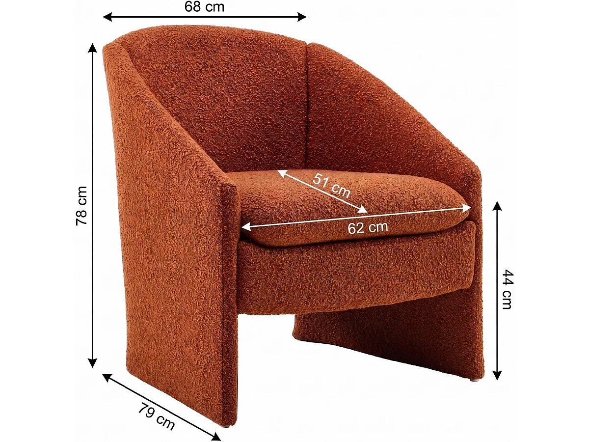 fauteuil arrondi en tissu bouclé rouille - Ami