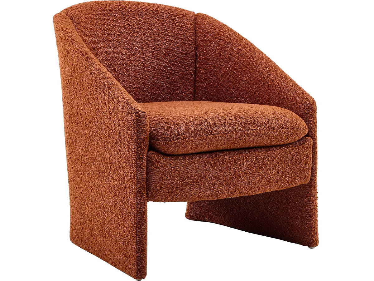 fauteuil arrondi en tissu bouclé rouille - Ami