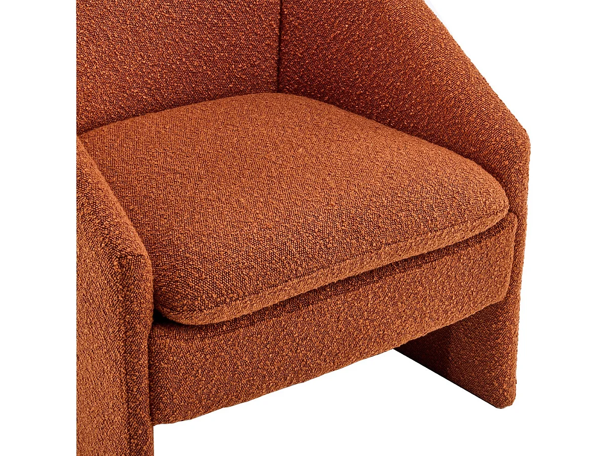fauteuil arrondi en tissu bouclé rouille - Ami