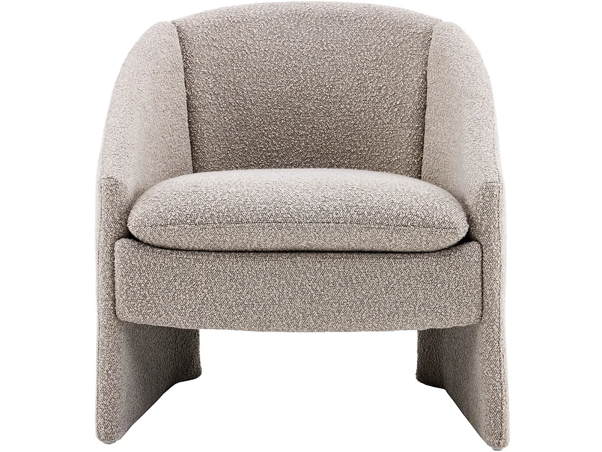 fauteuil arrondi en tissu bouclé taupe - Ami