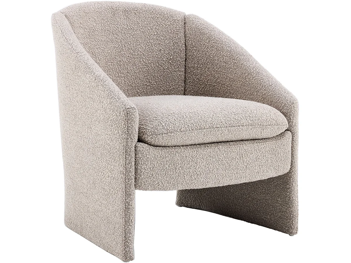 fauteuil arrondi en tissu bouclé taupe - Ami