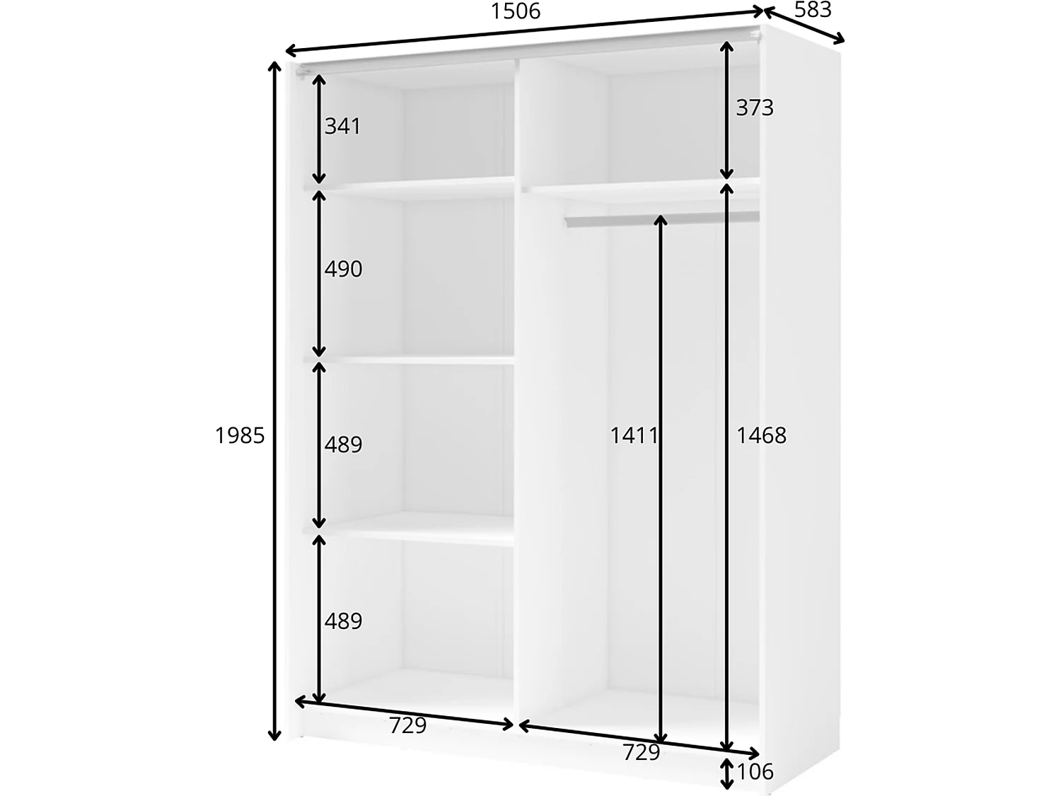 AX LIVING Armoire beige avec miroir 150 cm Beralto à lamelles