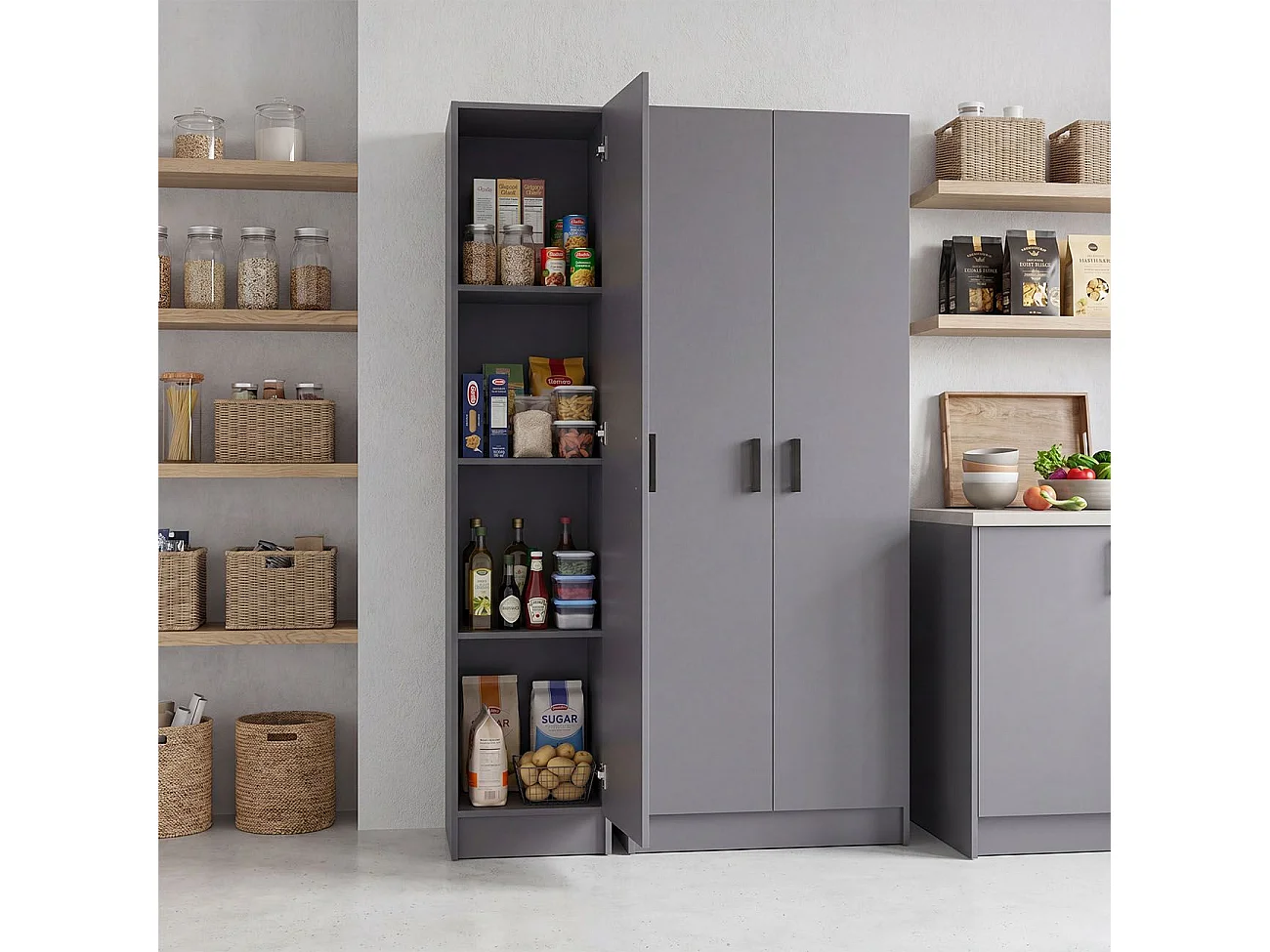 Armario de 2 puertas en gris grafito 73x180 cm Multi Useful 73 Gris Grafito