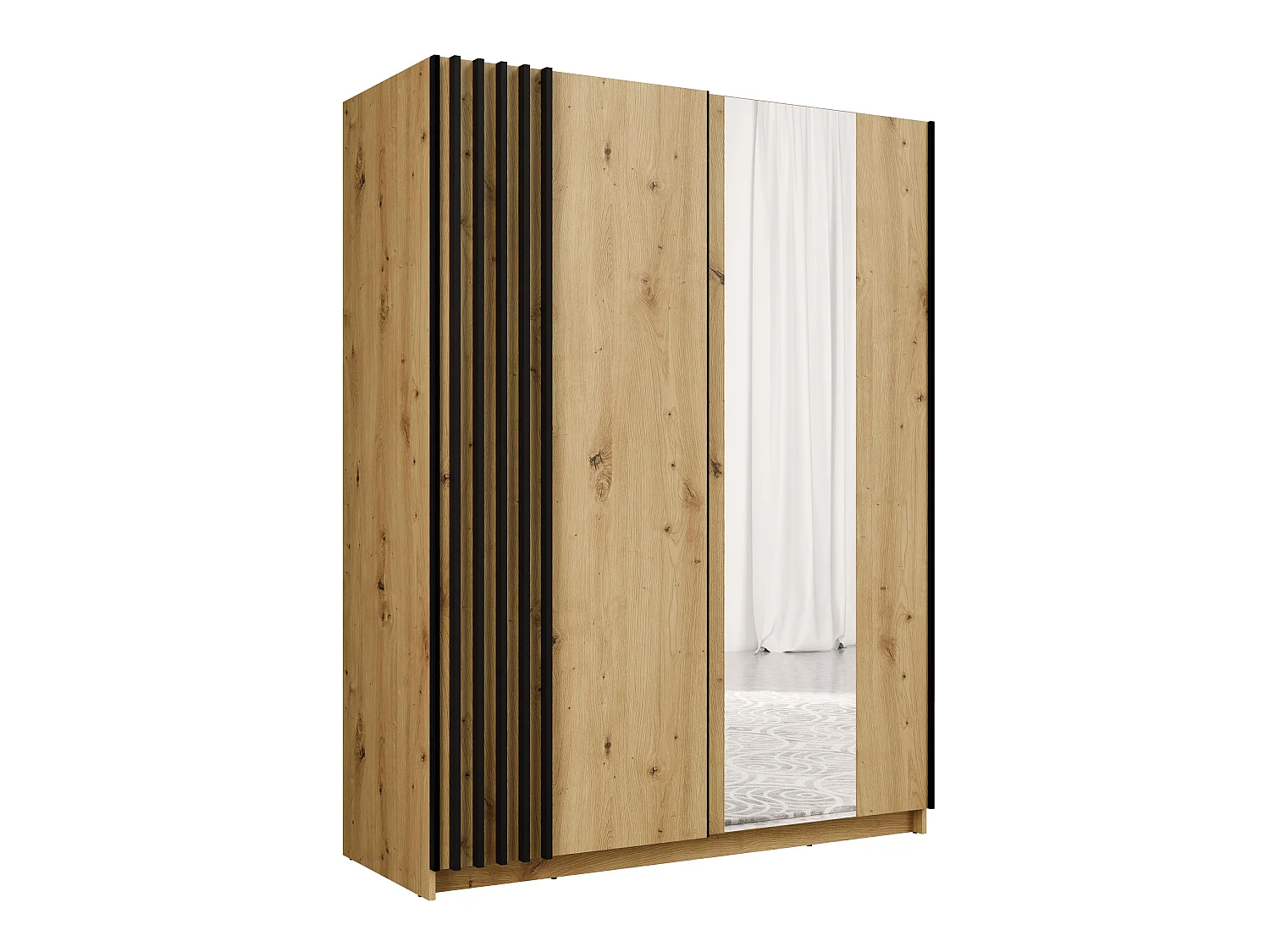 AX LIVING Armoire marron avec miroir 150 cm Beralto chêne artisan