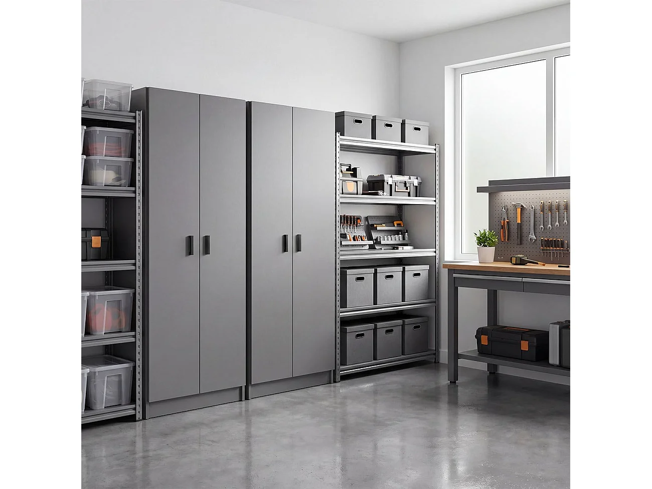 Armario de 2 puertas en gris grafito 60x180 cm Multi Useful Gris Grafito