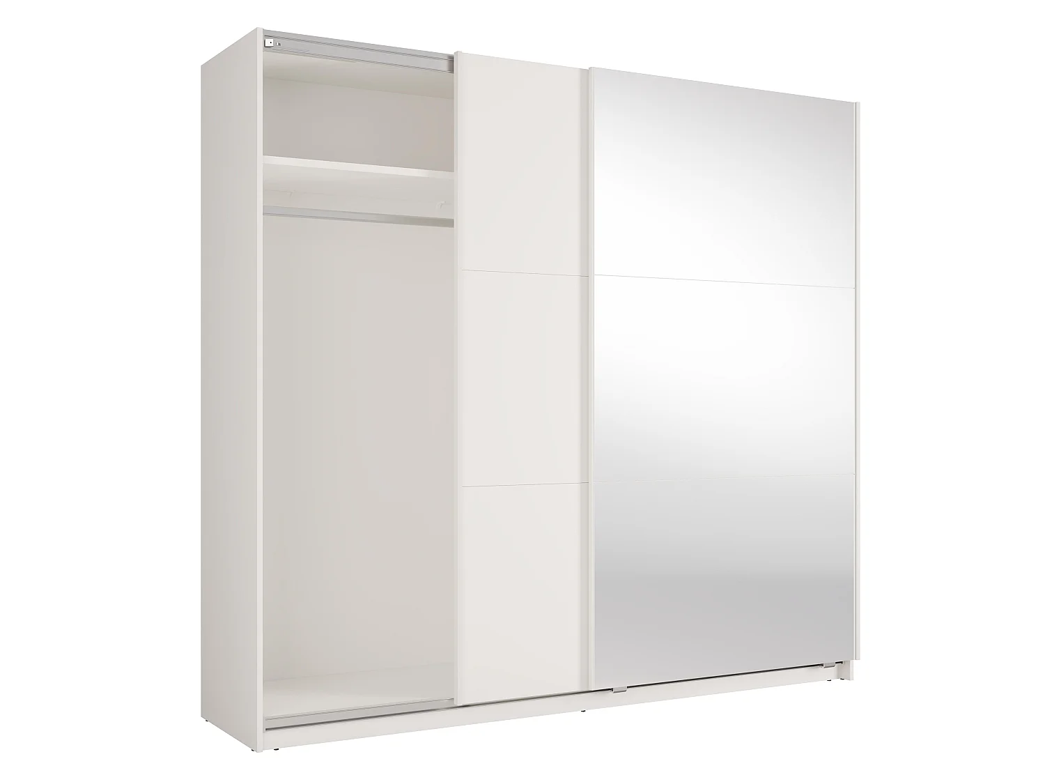 AX LIVING Armoire à portes coulissantes avec miroir Lunoria 221 cm blanc