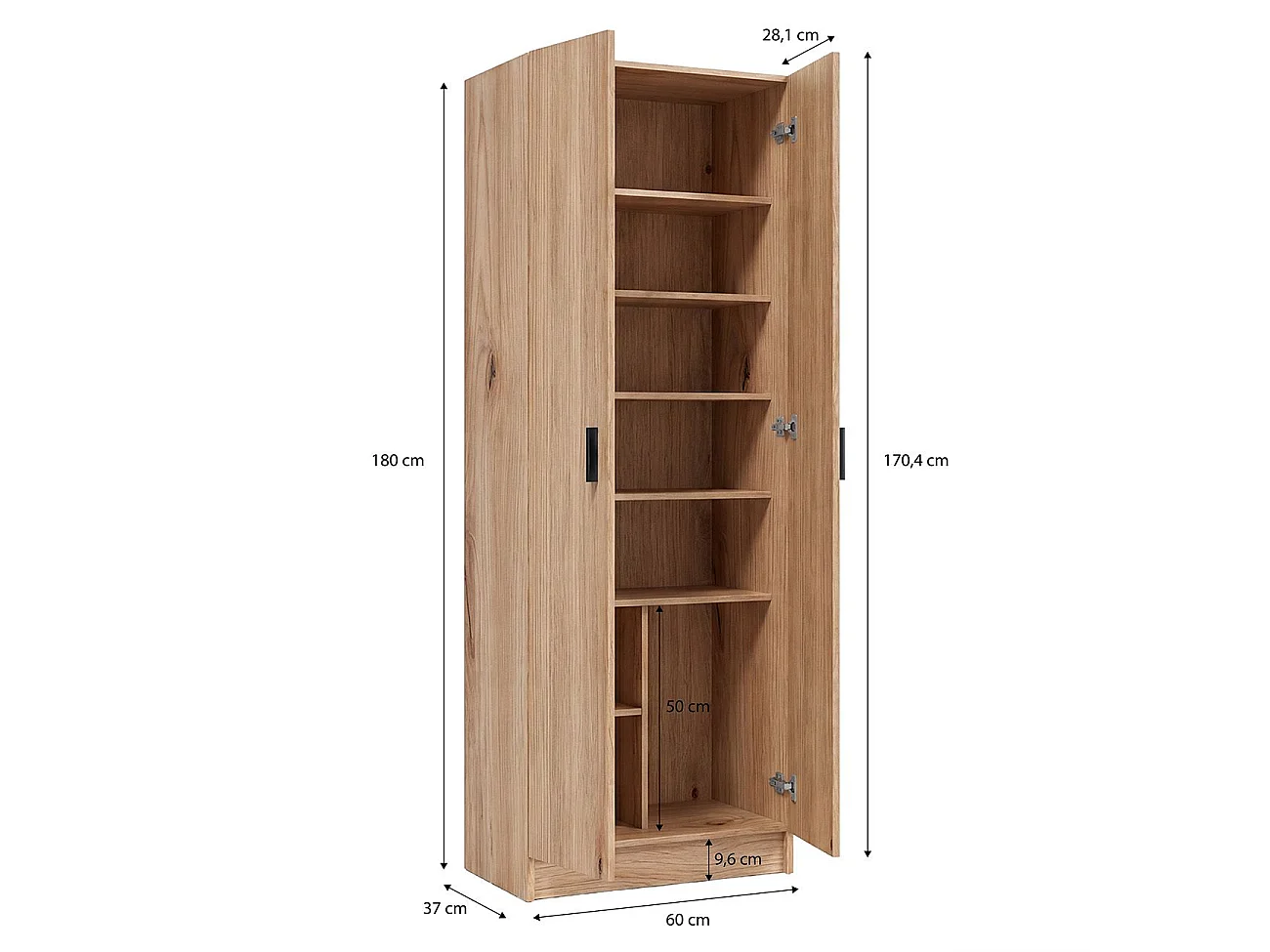Armario de 2 puertas en alpine oak 60x180 cm Multi Useful Alpine Oak