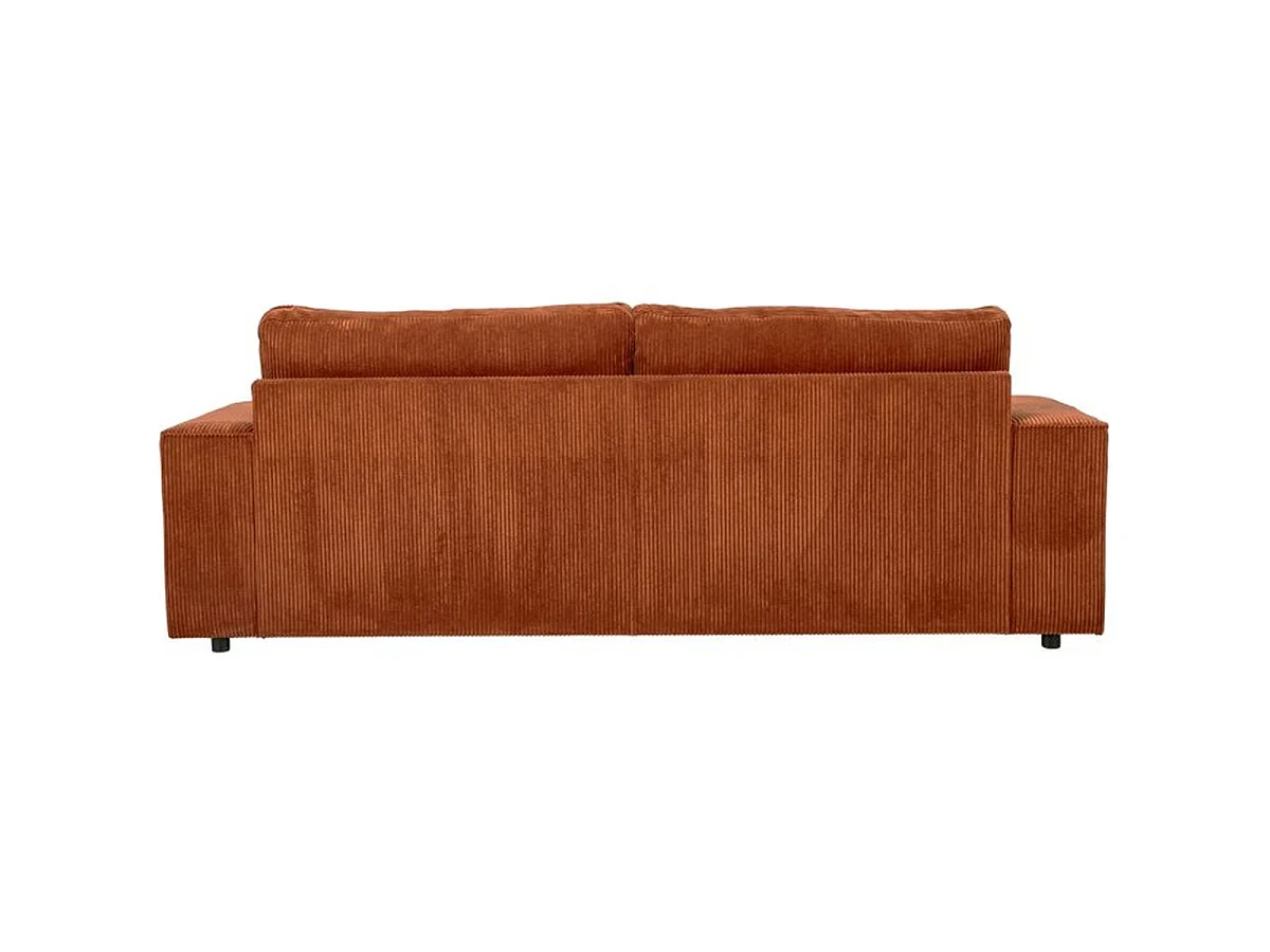 Canapé fixe 4 places JOSH en velours côtelé terracotta - 241 x 86 x 88 cm