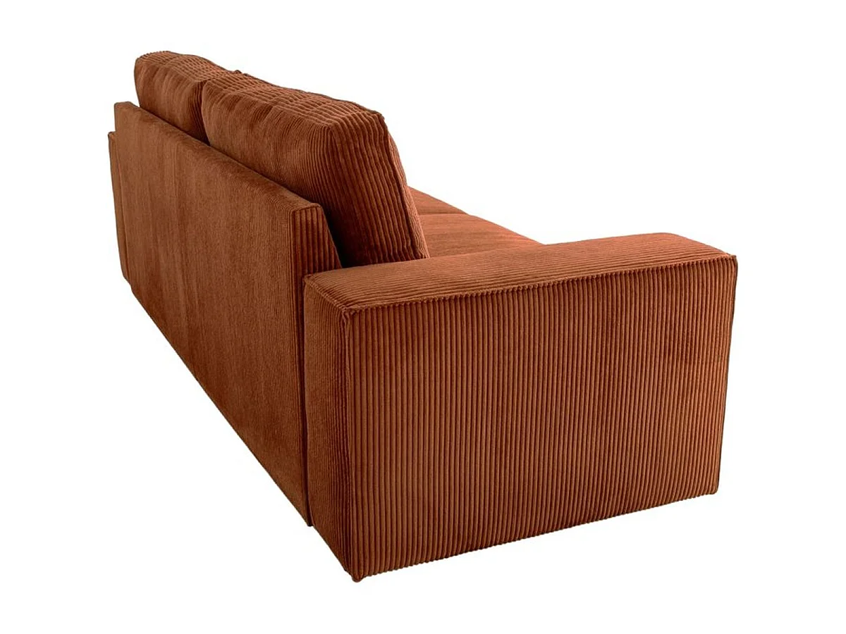 Canapé fixe 4 places JOSH en velours côtelé terracotta - 241 x 86 x 88 cm