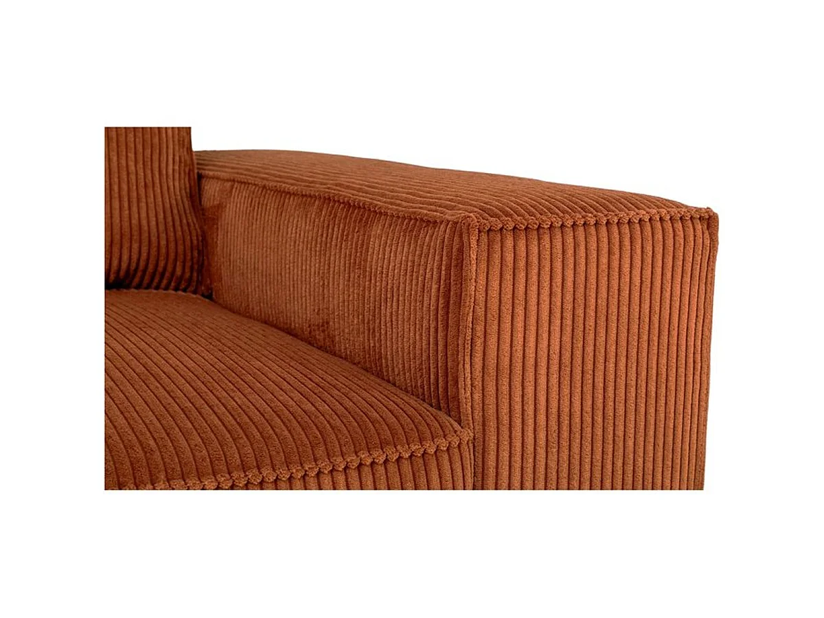 Canapé fixe 4 places JOSH en velours côtelé terracotta - 241 x 86 x 88 cm