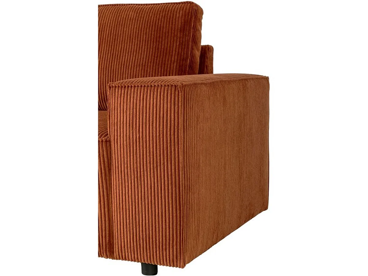 Canapé fixe 4 places JOSH en velours côtelé terracotta - 241 x 86 x 88 cm