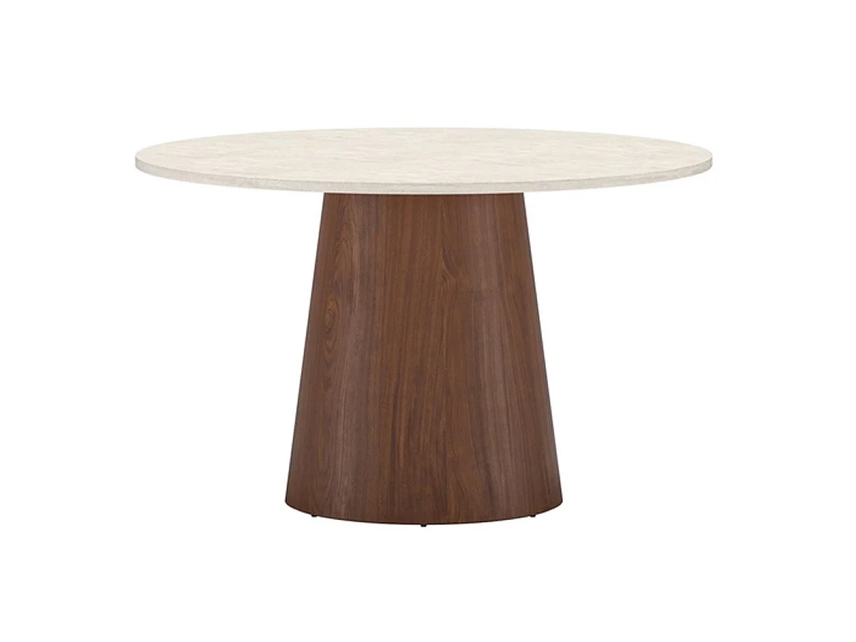 Table à Manger Ronde "Lanzi" 120cm Beige & Marron