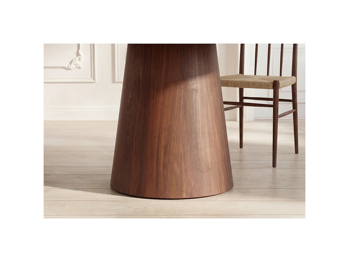 Table à Manger Ronde "Lanzi" 120cm Beige & Marron