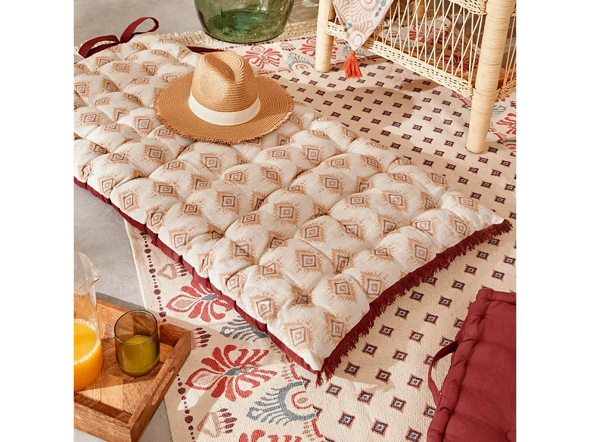 Matelas de Sol Jacquard "Ikat" 60x120cm Beige Lin