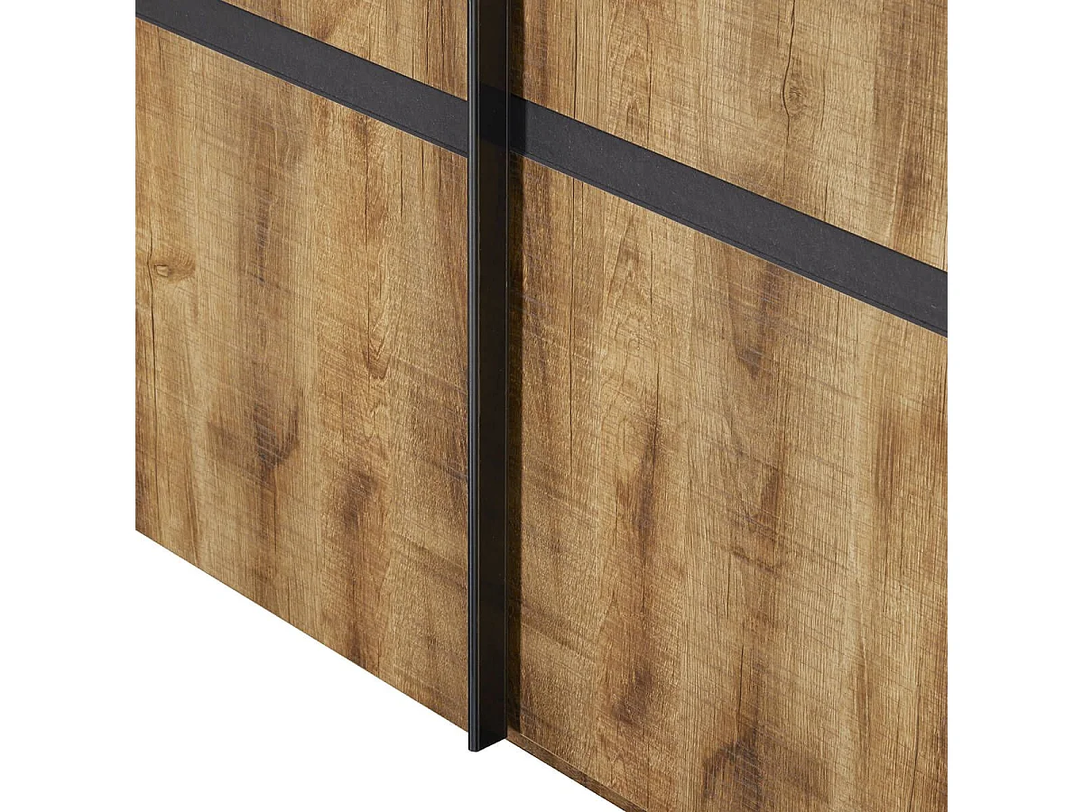 Armoire portes coulissantes 217cm aspect chêne artisan et graphite - ANDES