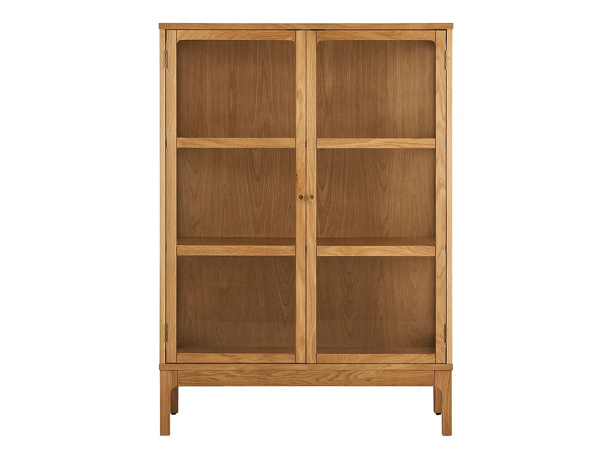Meuble de rangement 2 portes vitrées en chêne et MDF placage chêne - CACERES