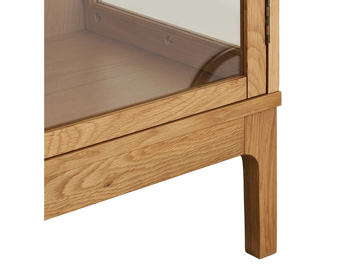 Meuble de rangement 2 portes vitrées en chêne et MDF placage chêne - CACERES