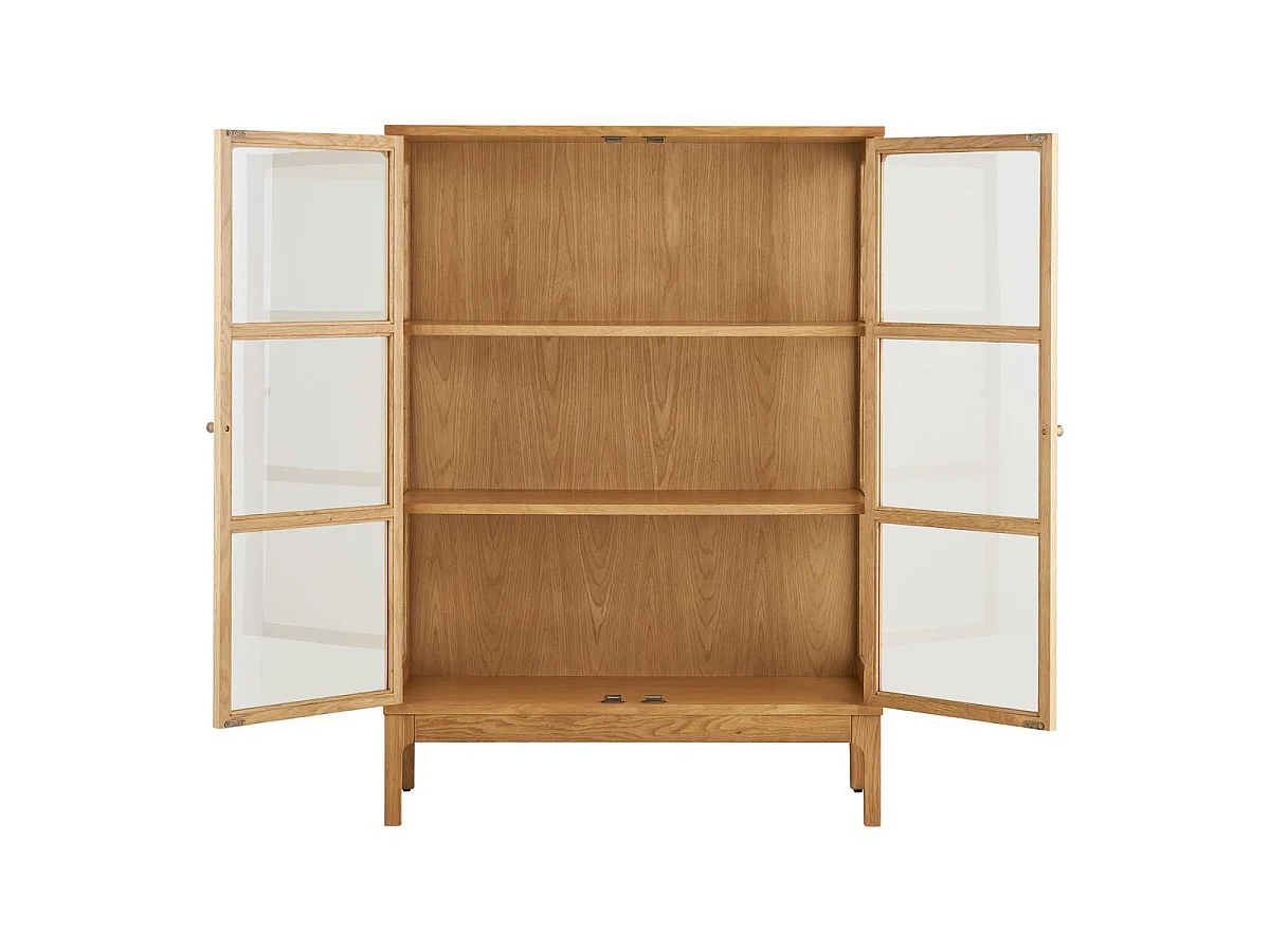 Meuble de rangement 2 portes vitrées en chêne et MDF placage chêne - CACERES