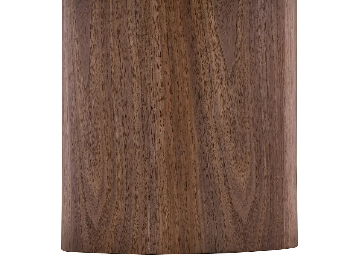 Table basse Ø60cm plateau en céramique aspect marbre pied placage frêne teinté - NELLY
