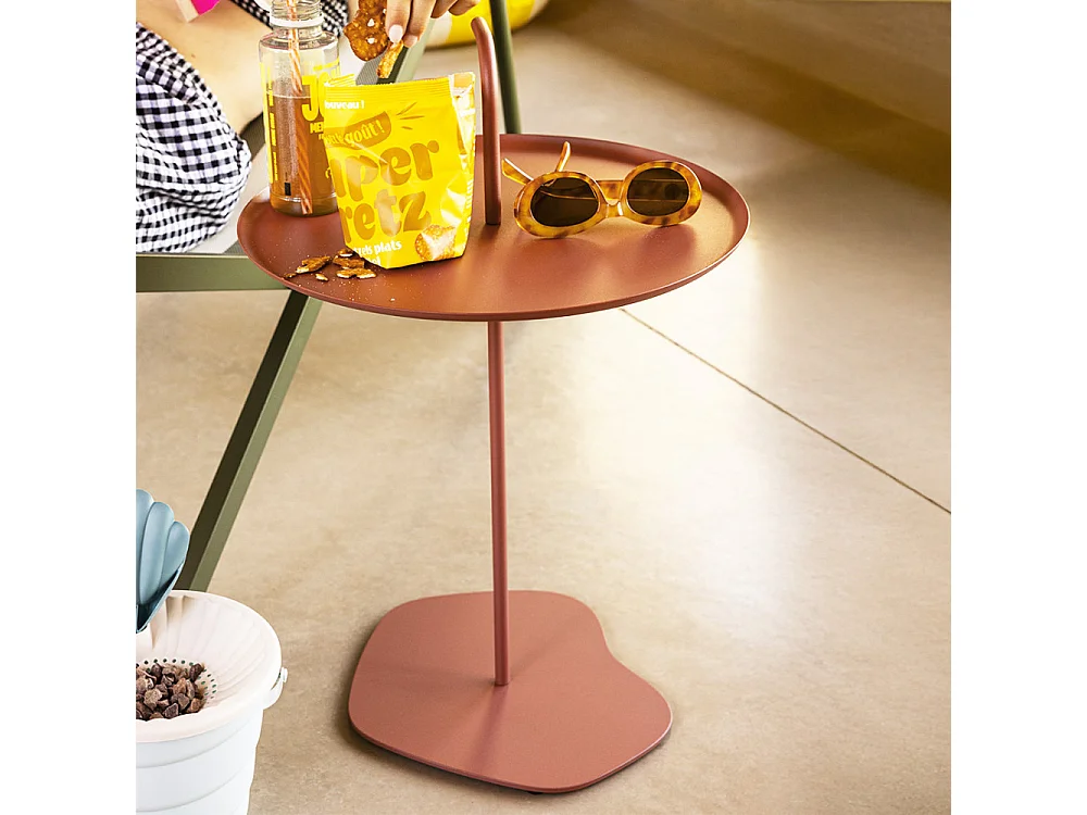 Sivo - Table d'appoint intérieur et extérieur en métal ø38cm - Terracotta