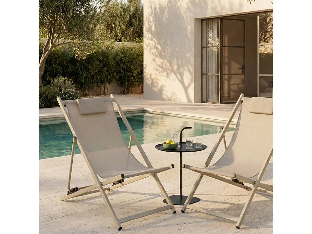 Sivo - Table d'appoint intérieur et extérieur en métal ø38cm - Gris foncé