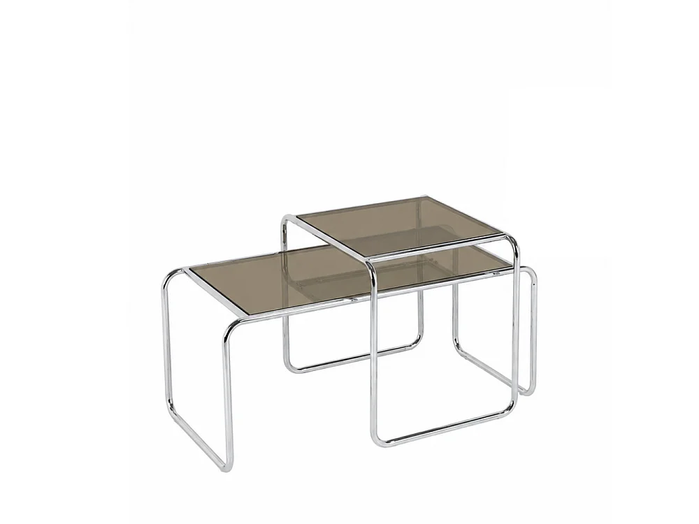 Rika - Table basse en verre pieds chrome - Verre fumé