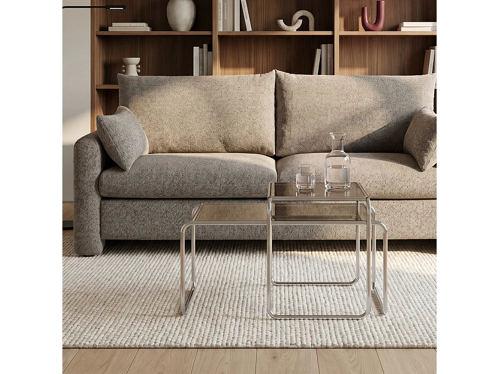 Rika - Table basse en verre pieds chrome - Verre fumé