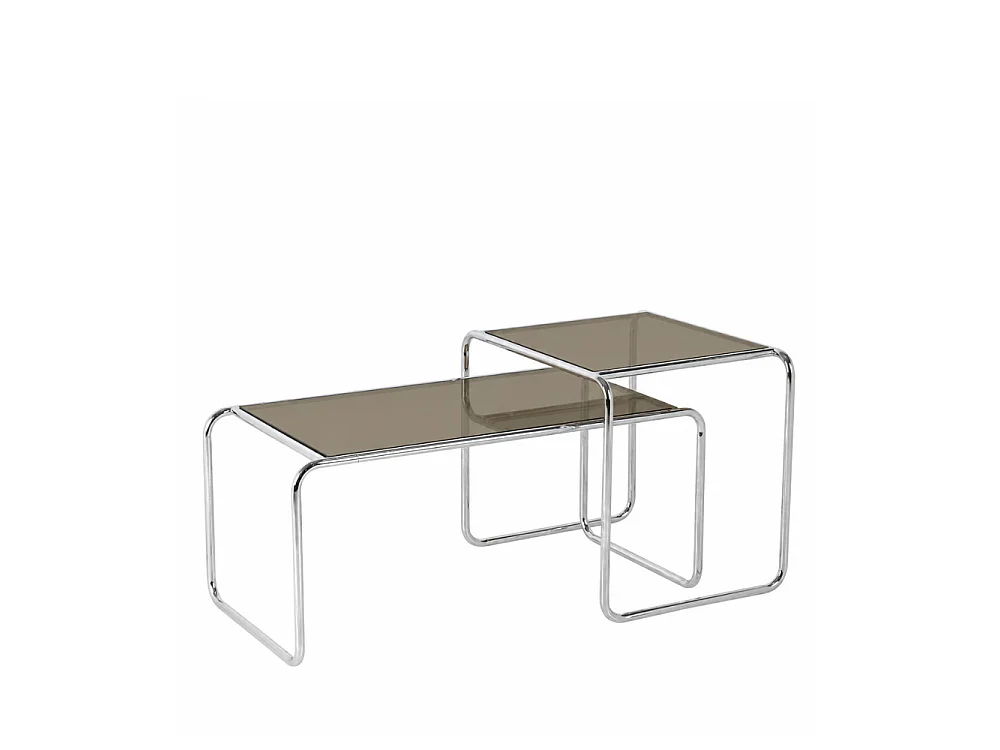 Rika - Table basse en verre pieds chrome - Verre fumé