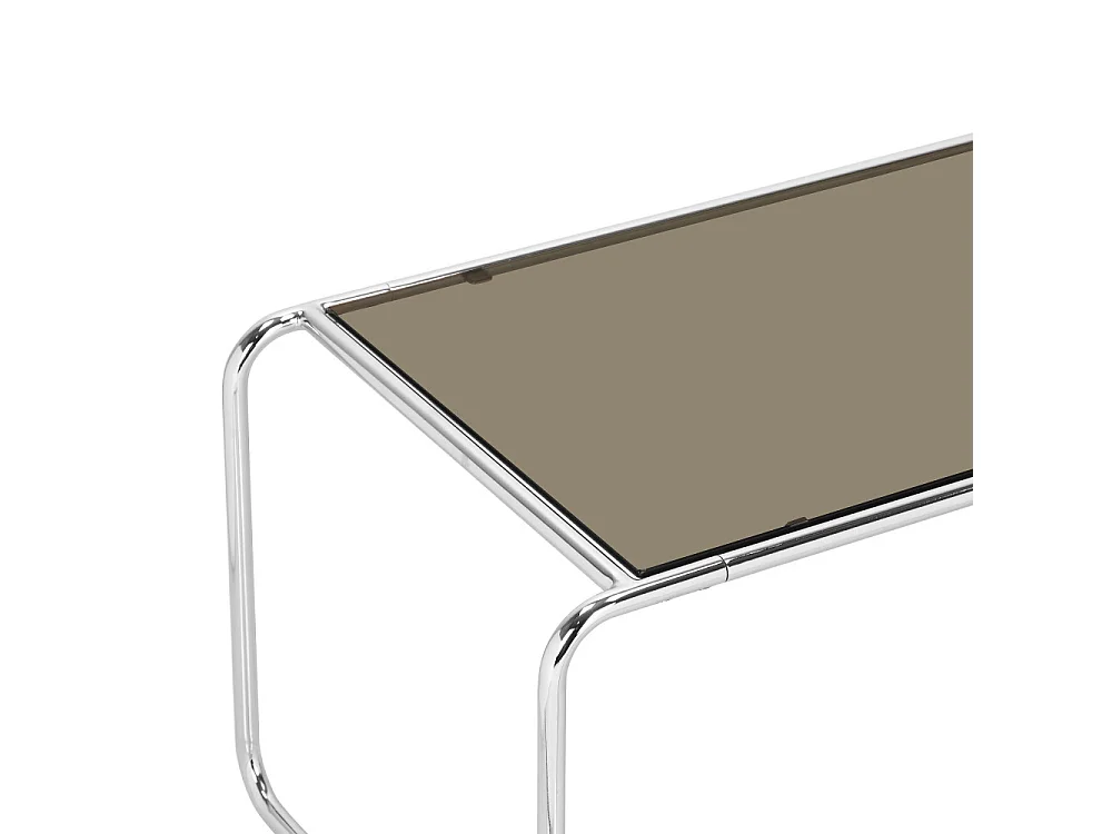 Rika - Table basse en verre pieds chrome - Verre fumé