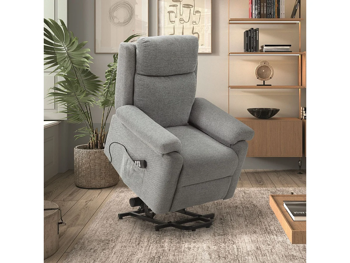Fauteuil relax releveur électrique tissu gris-vert - MACIANA