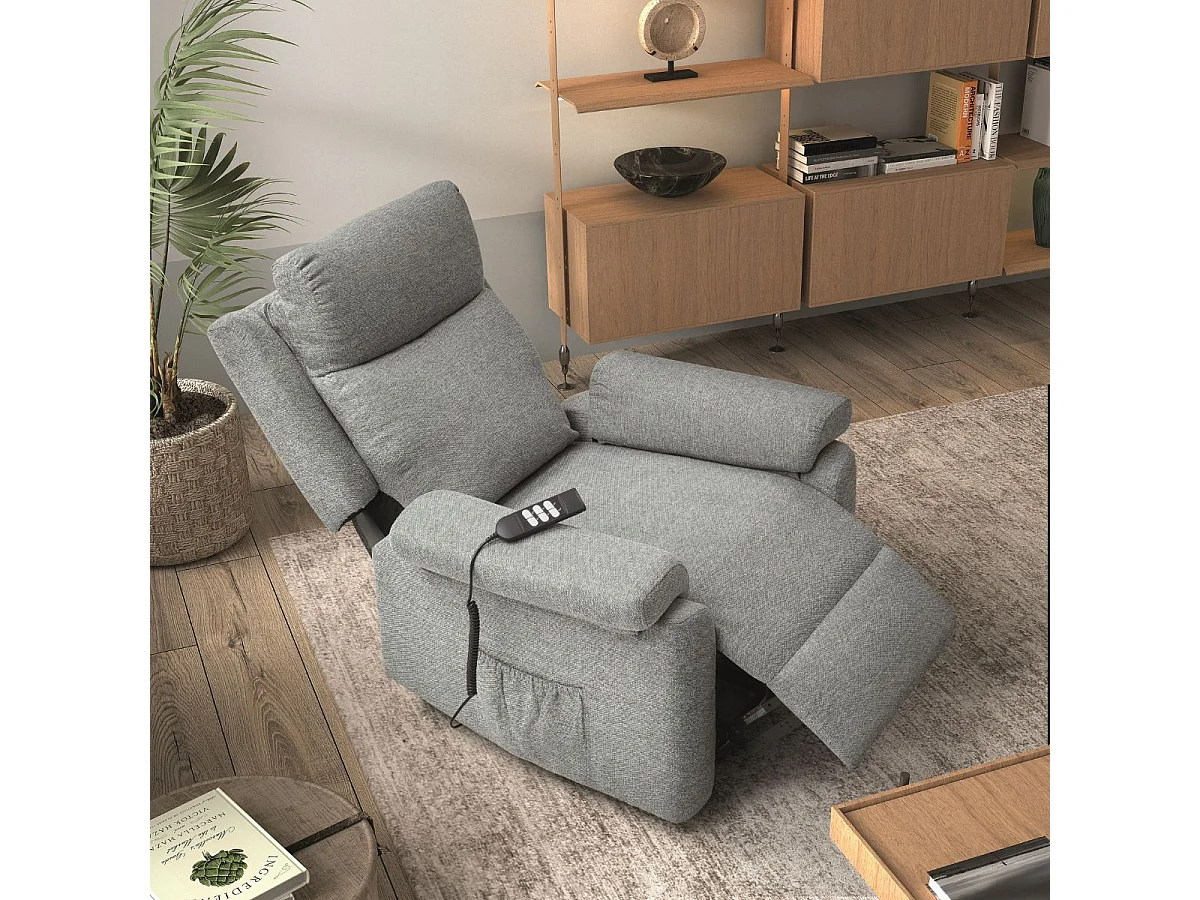 Fauteuil relax releveur électrique tissu gris-vert - MACIANA