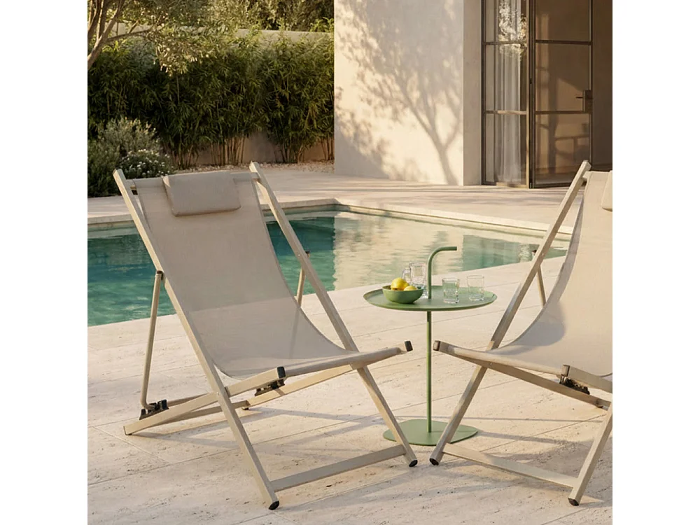 Sivo - Table d'appoint intérieur et extérieur en métal ø38cm - Vert