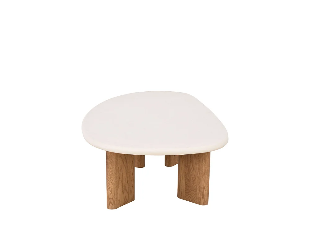 Sylina - Table basse organique effet béton et bois L130cm - Beige