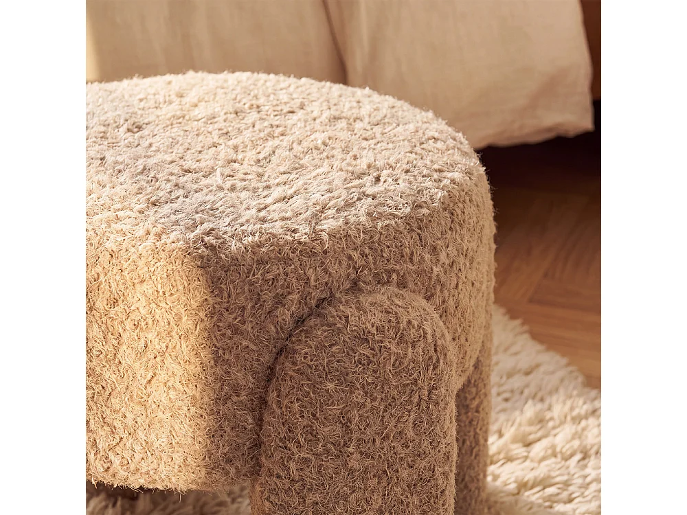 Nolan - Pouf rond en tissu ø 45cm - Beige